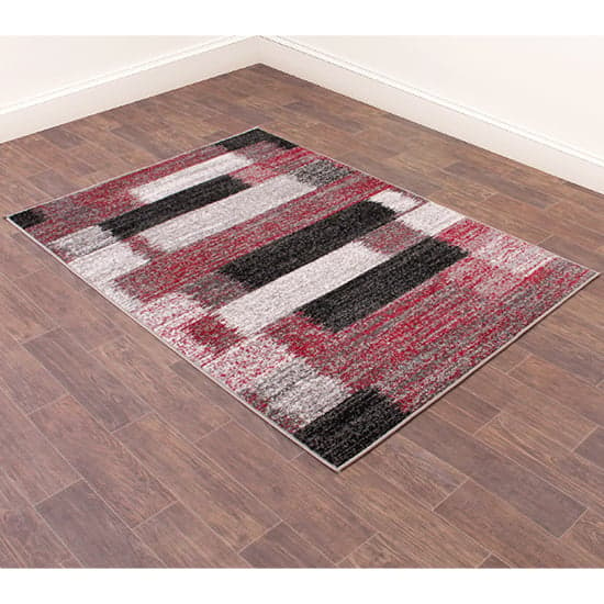 Spirit 120x170cm Mosaic Design Rug In Red And Grey_6