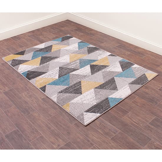 Spirit 120x170cm Triangle Design Rug In Ochre And Teal_6