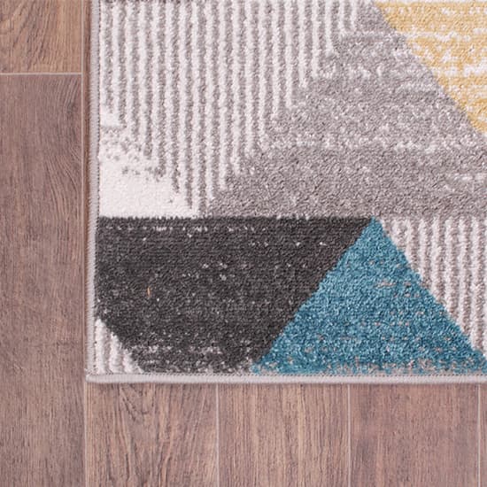 Spirit 66x230cm Triangle Design Rug In Ochre And Teal_4
