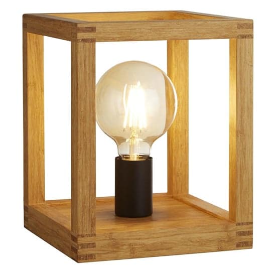 Square 1 Light Table Lamp With Wooden Frame_2