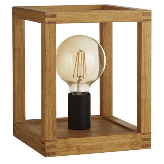 Square 1 Light Table Lamp With Wooden Frame_3