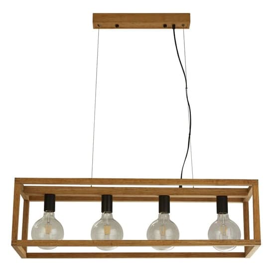 Square 4 Lights Ceiling Pendant Light With Wooden Frame_2