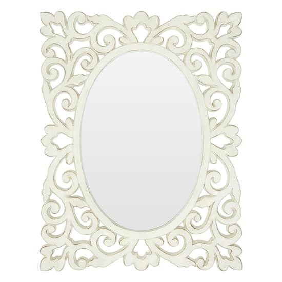 Stains Lace Design Wall Bedroom Mirror In Weathered White Frame_2