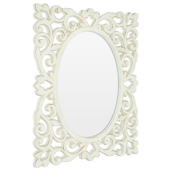Stains Lace Design Wall Bedroom Mirror In Weathered White Frame