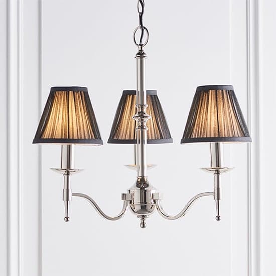 Stanford 3 Lights Pendant In Nickel With Black Shades_2