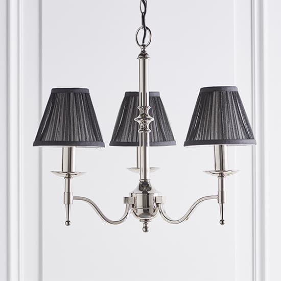 Stanford 3 Lights Pendant In Nickel With Black Shades_3