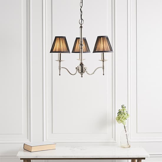 Stanford 3 Lights Pendant In Nickel With Black Shades_4