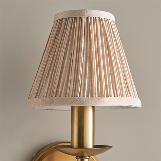 Stanford Single Wall Light In Antique Brass With Beige Shade_2