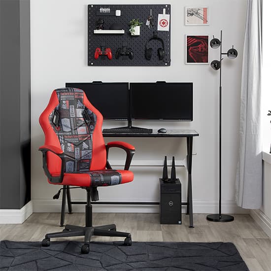 Star Wars Faux Leather Childrens Gaming Chair In Red_1