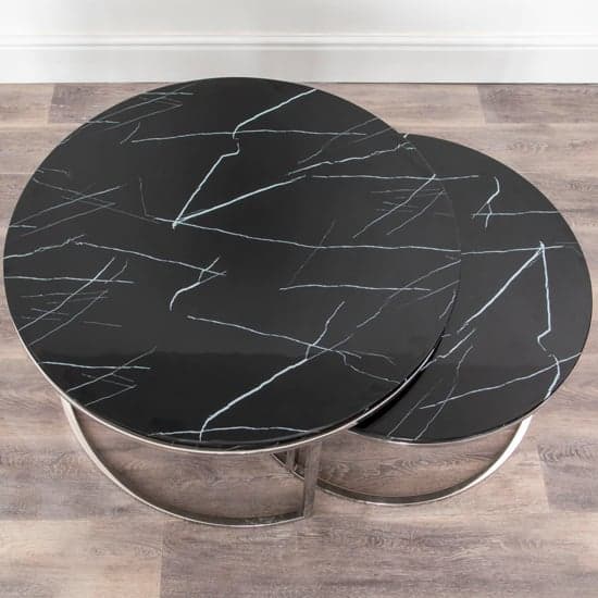 Stark Black Stone Set Of 2 Coffee Tables With Silver Frame_4