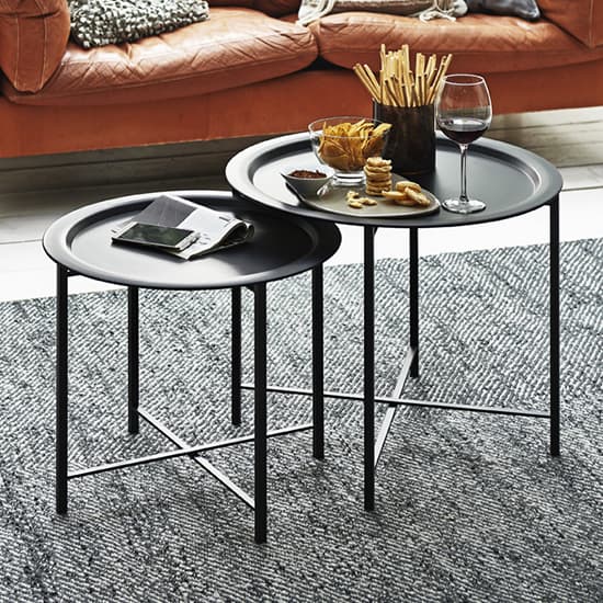 Stateline Metal Set Of 2 Coffee Tables In Black Furniture in Fashion