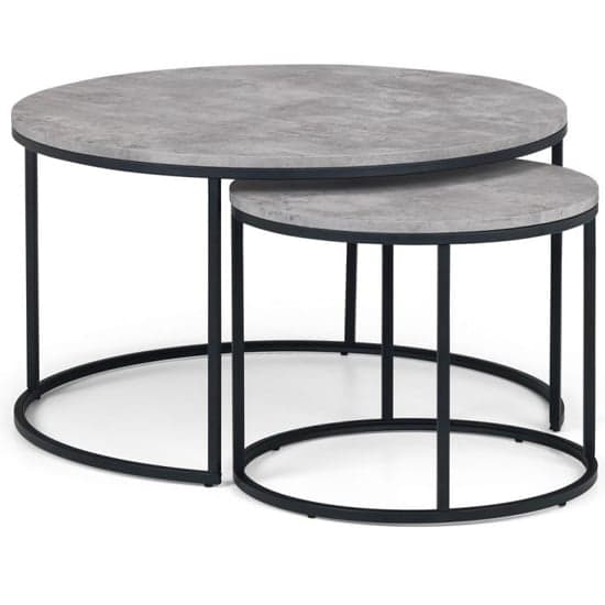 Salome Nesting Round Metal Coffee Tables In Concrete Effect_3