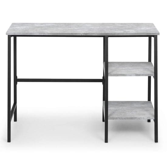 Salome Wooden Laptop Desk In Concrete Effect With 2 Shelves_2