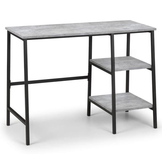 Salome Wooden Laptop Desk In Concrete Effect With 2 Shelves_3