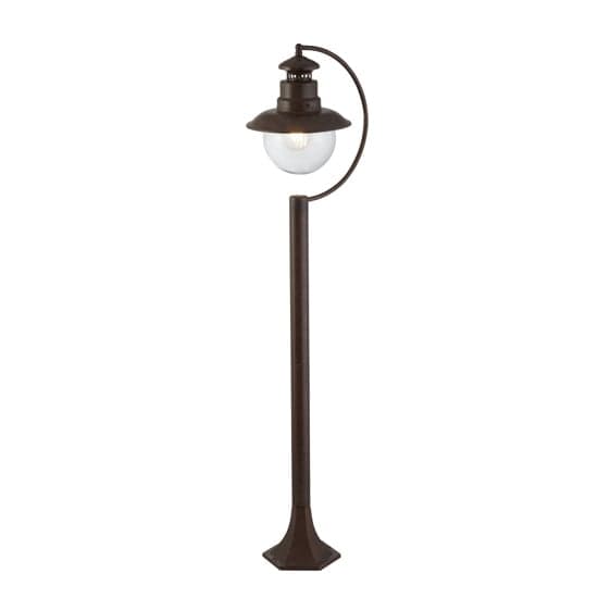 Station Outdoor Clear Acrylic Tall Post Light In Rustic Brown_2