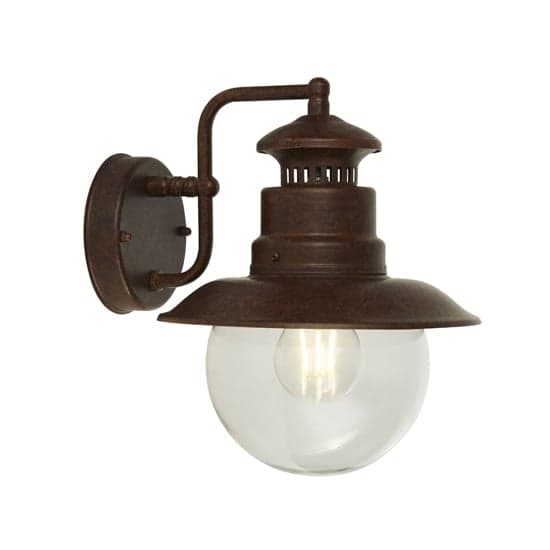 Station Outdoor Wall Light In Rustic Brown With Clear Acrylic_2