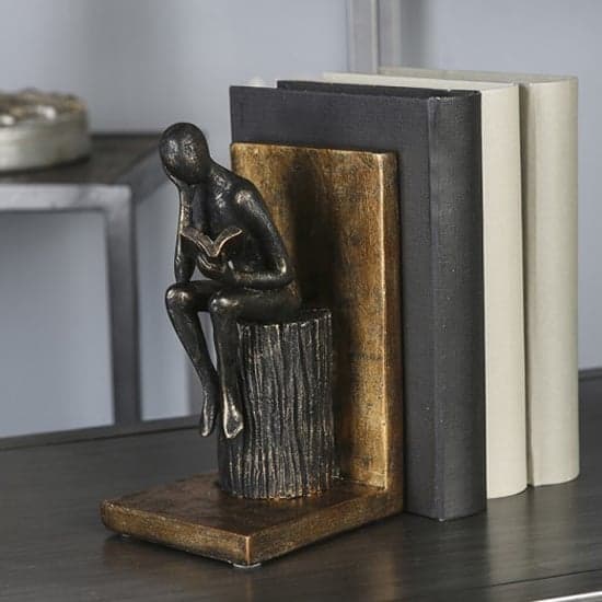 Steampunk Bookend Human Poly Sculpture In Antique Gold And Black_2