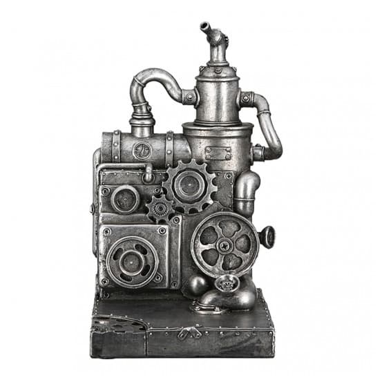 Steampunk Machine Poly Sculpture In Antique Silver_3