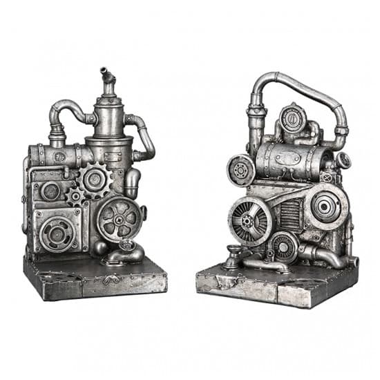 Steampunk Machine Poly Sculpture In Antique Silver_4