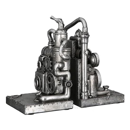 Steampunk Machine Poly Sculpture In Antique Silver_1