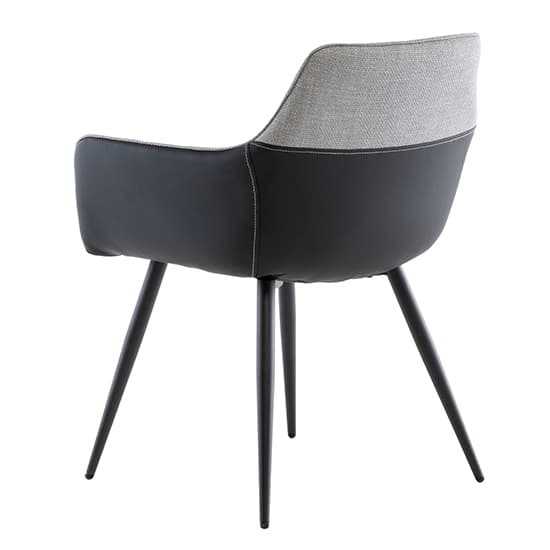 Stella Fabric Dining Armchair In Silver Grey With Black Legs_2