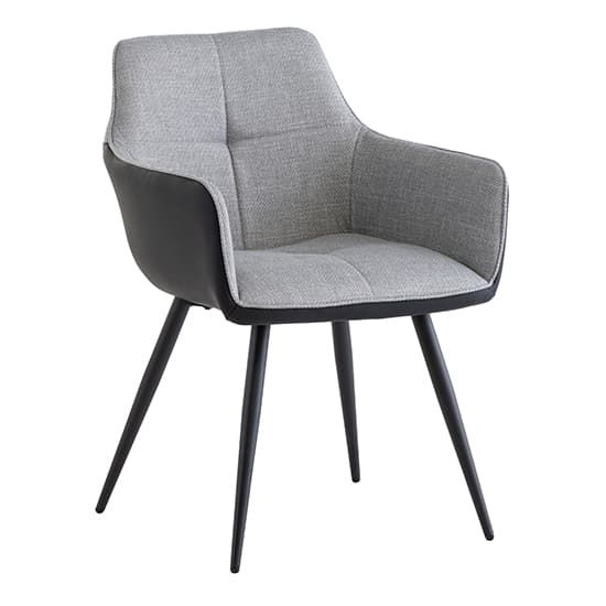 Stella Fabric Dining Armchair In Silver Grey With Black Legs_1
