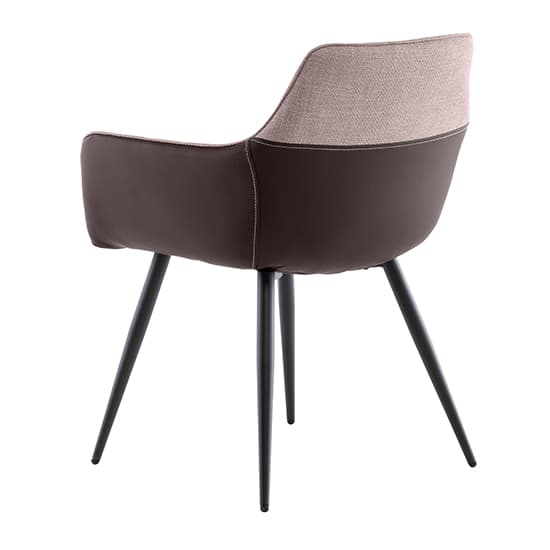 Stella Fabric Dining Armchair In Stone With Black Legs_2