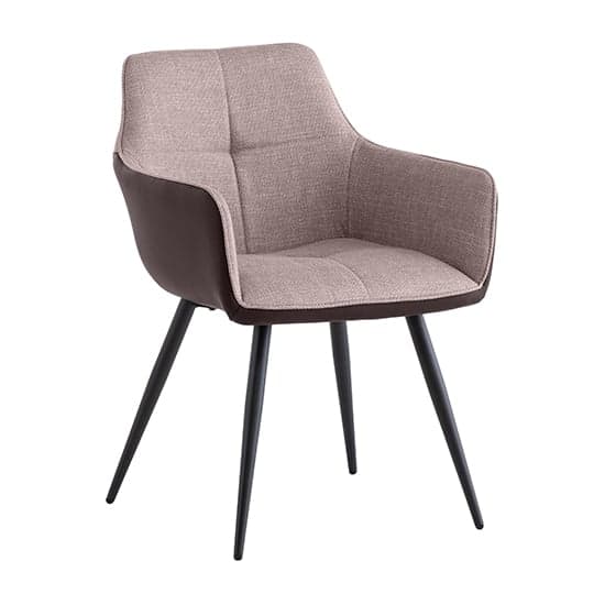 Stella Fabric Dining Armchair In Stone With Black Legs_1