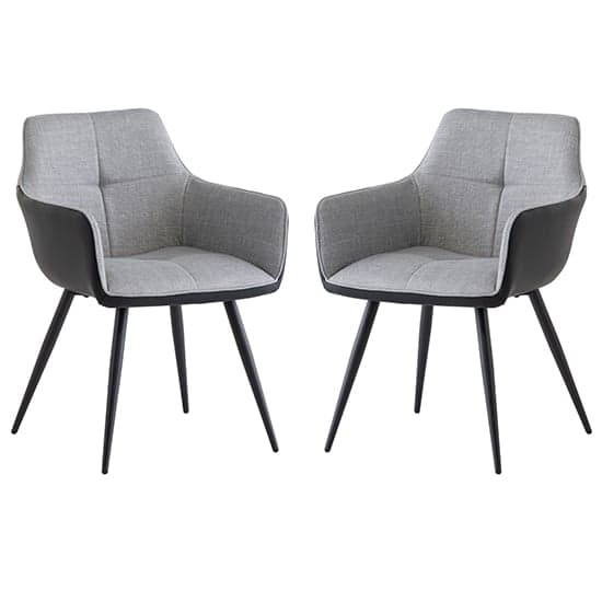 Stella Silver Grey Fabric Dining Armchairs In Pair_1