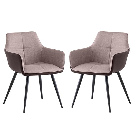 Stella Stone Fabric Dining Armchairs In Pair_1