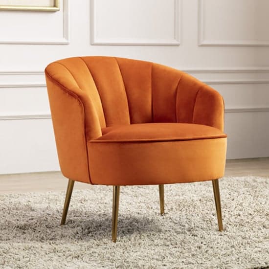 Stelloma Velvet Upholstered Tub Chair In Pumpkin_1