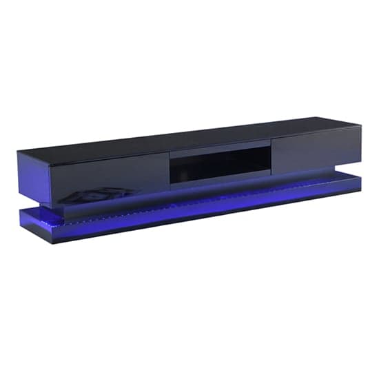 Step High Gloss TV Stand In Black With Multi LED Lighting_3