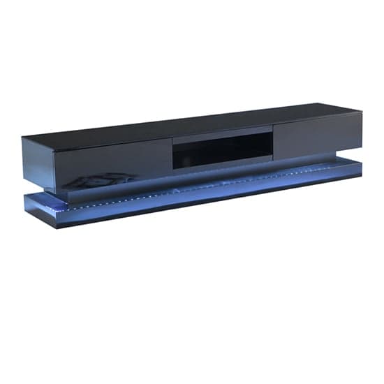 Step High Gloss TV Stand In Black With Multi LED Lighting_6