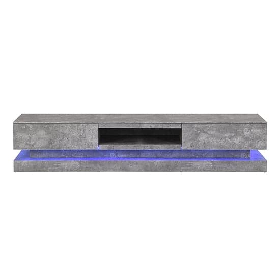 Step Wooden TV Stand In Concrete Effect With Multi LED Lighting_4