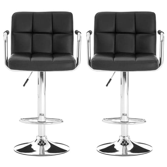 Stocam Black Faux Leather Bar Chairs With Chrome Base In A Pair_1