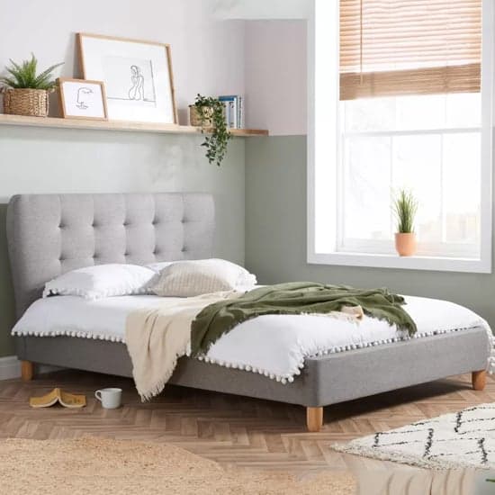 Stock Fabric Double Bed In Grey_1