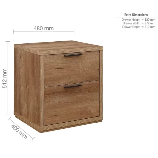 Stock Wooden Bedside Cabinet With 2 Drawers In Rustic Oak_5