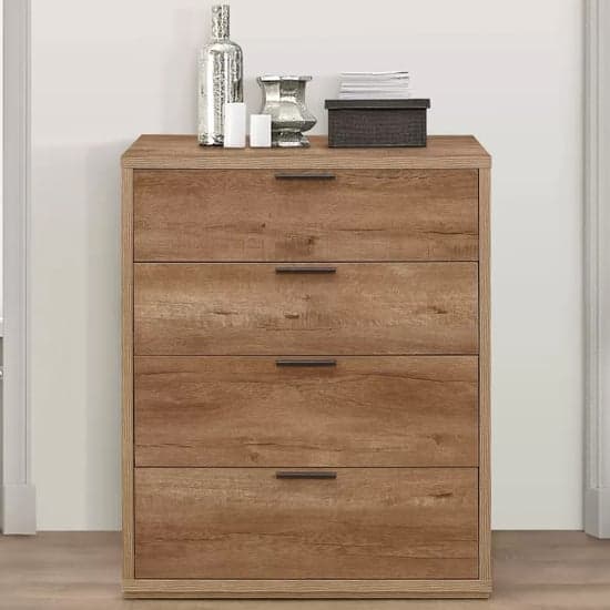 Stock Wooden Chest Of 4 Drawers In Rustic Oak_2