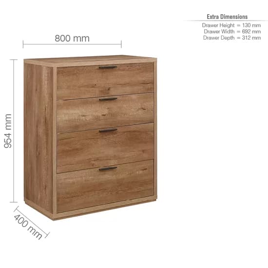 Stock Wooden Chest Of 4 Drawers In Rustic Oak_5