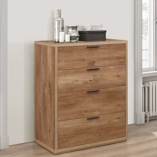 Stock Wooden Chest Of 4 Drawers In Rustic Oak_1