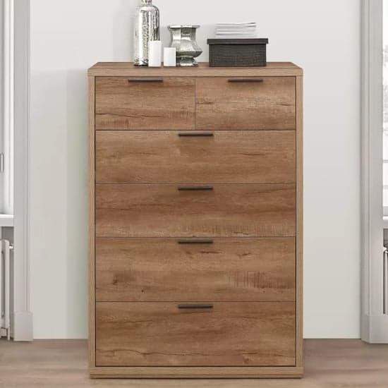 Stock Wooden Chest Of 6 Drawers In Rustic Oak_2