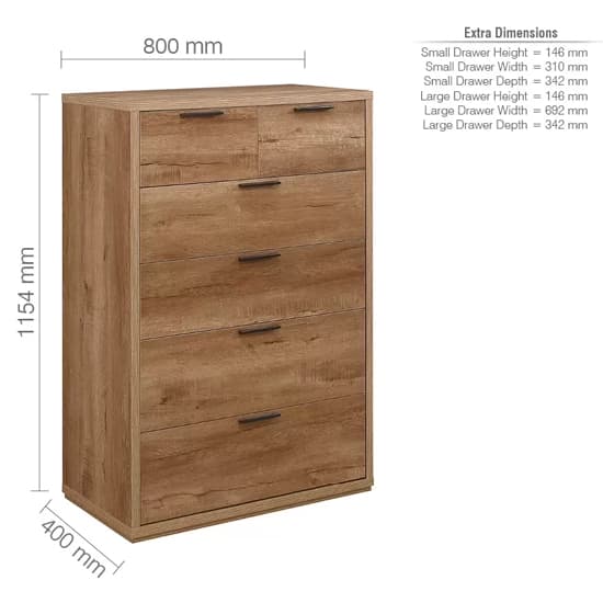 Stock Wooden Chest Of 6 Drawers In Rustic Oak_5