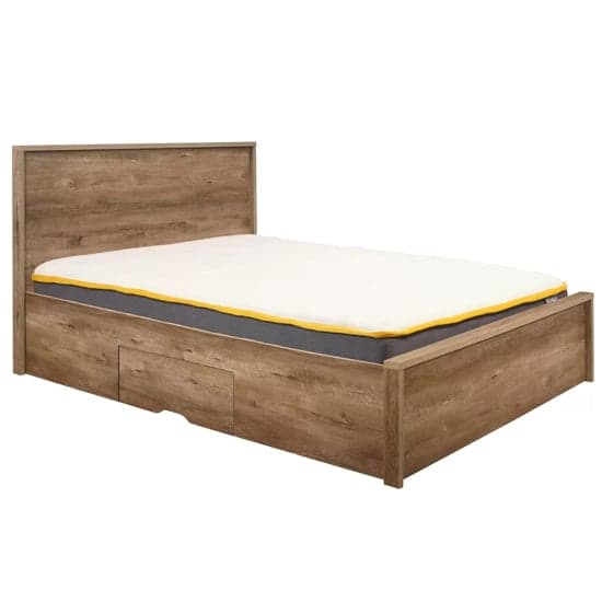 Stock Wooden Double Bed With 2 Drawers In Rustic Oak_3