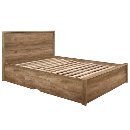 Stock Wooden Double Bed With 2 Drawers In Rustic Oak_4