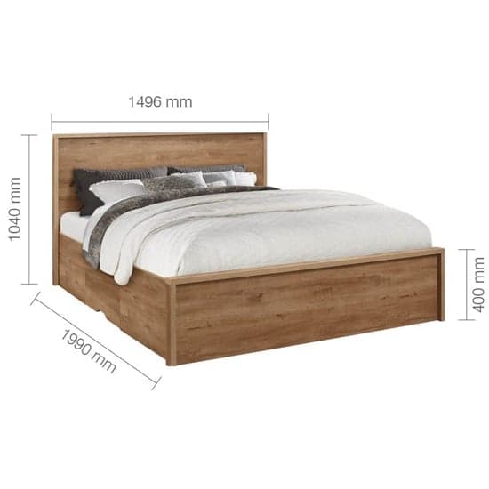 Stock Wooden Double Bed With 2 Drawers In Rustic Oak_10