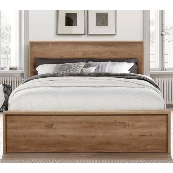 Stock Wooden Small Double Bed With 2 Drawers In Rustic Oak_2