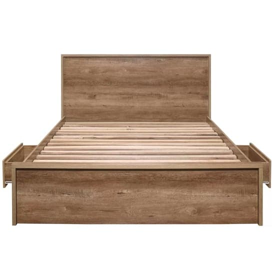 Stock Wooden Small Double Bed With 2 Drawers In Rustic Oak_7