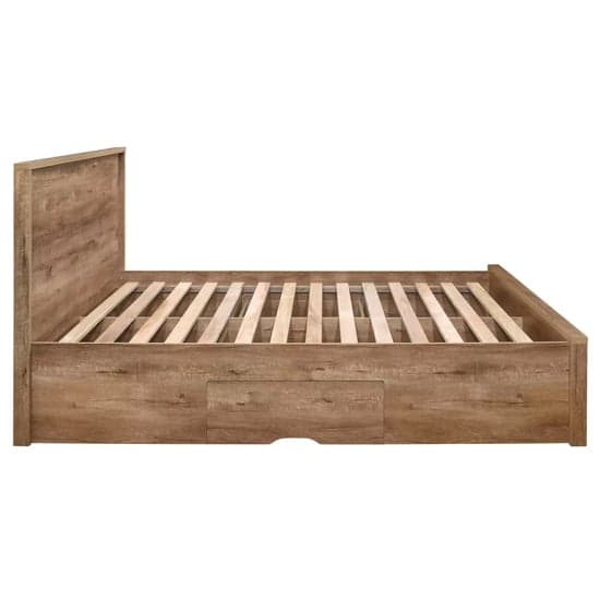 Stock Wooden Small Double Bed With 2 Drawers In Rustic Oak_8