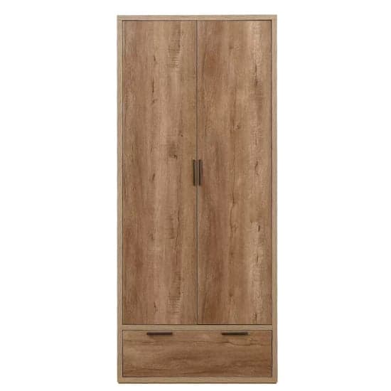 Stock Wooden Wardrobe With 2 Doors 1 Drawer In Rustic Oak_4