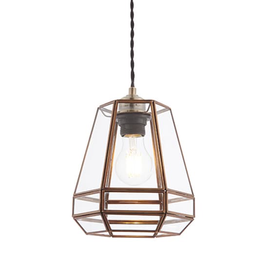 Stockheld Clear Glass Pendant Light In Antique Solid Brass_1